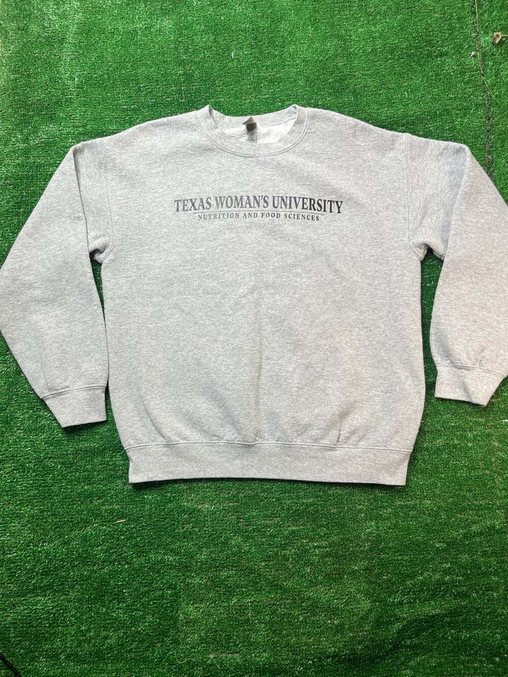 Texas Woman's University Nutrition and Food Science Gray Crewneck Sweatshirt Med